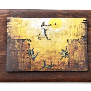Indiana Jones Leap of Faith Painting: Handmade Wood & Canvas Wall Art