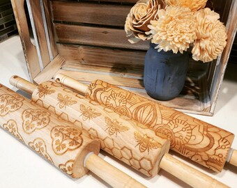 Wooden Engraved Rolling Pin