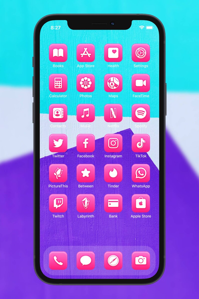 Pink App Icons for Iphone Ios 14 15 16 & Android Bright Etsy