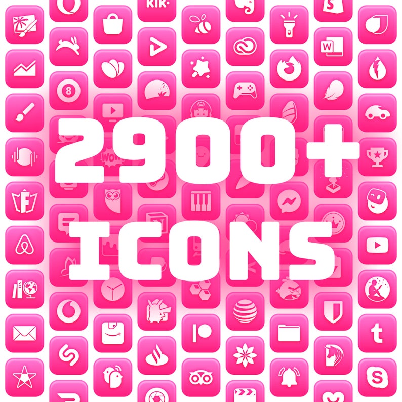 Pink App Icons for Iphone Ios 14 15 16 & Android Bright Etsy
