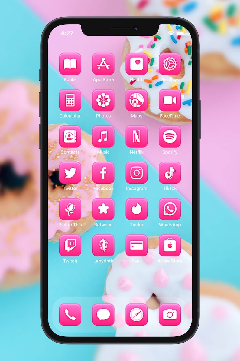 Pink App Icons for Iphone Ios 14 15 16 & Android Bright Etsy