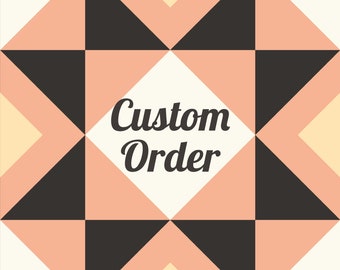 May include: A geometric pattern of black, white, and peach triangles with the text "Custom Order" in the center.