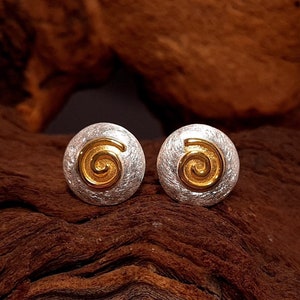 Snail earrings made of 925 silver, nickel-free - spiral earrings gold-plated - spiral-shaped silver earrings - matte snail earrings