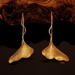 Ginkgo leaf earrings - silver earrings - ginkgo leaf - silver earrings - gold-plated - ginkgo leaf earrings - sterling silver - nickel-free