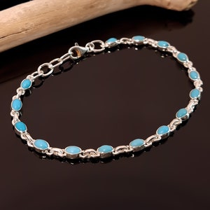 Pulsera turquesa natural - pulsera de plata - pulsera de plata - pulsera de piedras preciosas - plata de ley - pulsera delicada - pulsera - sin níquel