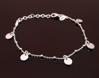 Plate bracelet - silver bracelet - bracelet - silver bracelet - plate - beads - polished bracelet - polished bracelet - 15.5 - 18.5