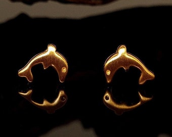 Dolphin earrings - silver earrings - silver earrings - gold-plated - animal earrings - fish earrings - sterling silver - nickel-free