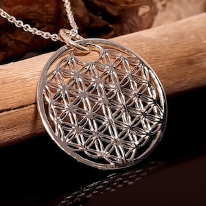 Lebensblume - Anhänger aus Silber - schlichter Anhänger - Muster - Silberanhänger - Halskette - Ankerkette - Anhänger mit Halskette - 925