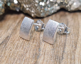 Pendientes de placa rectangular - Pendientes de plata - Pendientes de plata rectangulares - Pendientes de plata mate - Pendientes de plata - Plata de ley 925