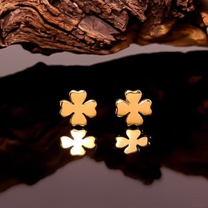 Cloverleaf earrings - silver earrings - four-leaf clover - flower earrings - gold-plated - polished - simple earrings - 925