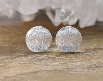 Pendientes de botón ondulados - pendientes de botón - pendientes de botón de plata - pendientes de botón mate - pendientes de botón con efecto hielo - pendientes de botón ondulados - pendientes - 925