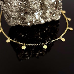 Gold-plated plate necklace - silver chain 43 cm - women&#39;s necklace - matte chain - satin-finished necklace - gold-plated silver necklace - 925