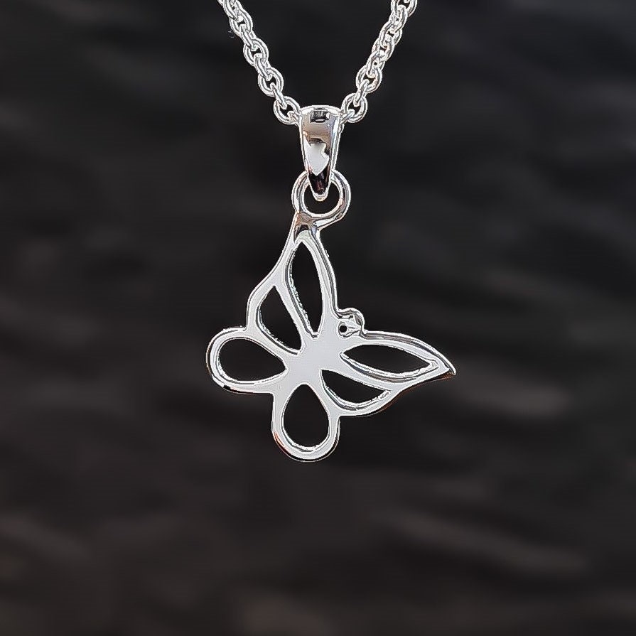Butterfly pendant, butterfly pendant, butterfly, butterfly in silver, silver butterfly, silver pendant, nickel-free