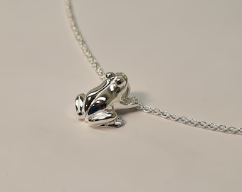 Frog pendant, frog as a pendant, silver frog, frog necklace, silver frog as a pendant, frog with necklace, frog in silver, pendant