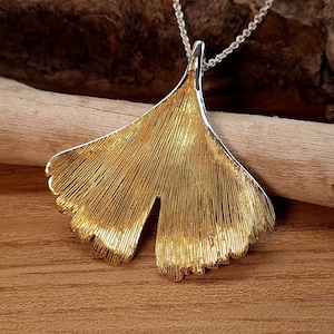 Ginkgo leaf pendant - pendant - necklace pendant - ginkgo leaf - ginkgo - ginkgo leaf chain - necklace - gold-plated - sterling silver - 925