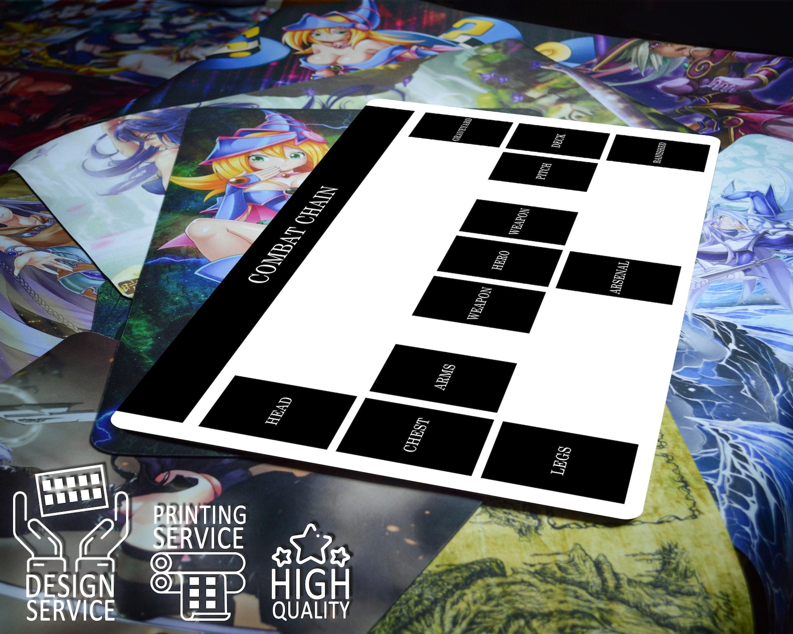TCG Custom Playmat With Zones, Personalized Card Game Mat Design and