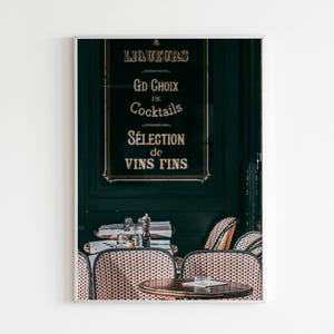 Stampa fotografica di un caffè parigino, stampa murale di un caffè francese, arredamento per la casa, arredamento di un caffè, stampa murale di viaggio, fotografia francese, poster di viaggio in Europa, digitale