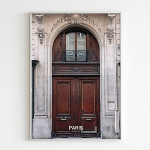 Paris door photo print, Vintage chocolate brown Parisian door, French doorway wall art, French photography, Architecture digital print