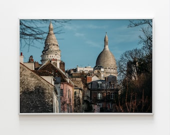 Montmartre Paris Print – Sacré-Cœur Street View Photography, French Architecture Wall Art, Vintage Paris Digital Download