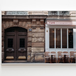 Paris cafe photo print,french sidewalk bistro wall art,cozy Europe travel poster,digital download for kitchen or gallery wall