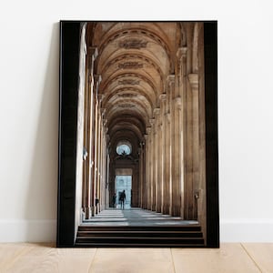Paris arch hallway photo print,Paris city wall art,Printable France photography,French architecture poster,digital download,perspective