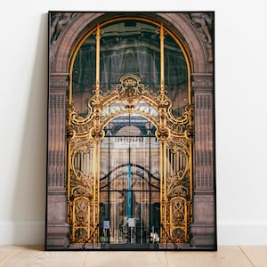 Paris doorway, gold door print,Paris door photo,Travel wall art,French photography,Europe travel poster,Minimalist large wall art,digital