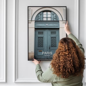 Paris street photo print,Paris city wall art,Printable Parisian blue door,France doorway photo,French architecture poster,digital download