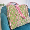 Quilted cotton handprinted reversible large floral patch work stripe tote bag eco friendly Sturdy Grocery Shopping Artist Boho - 20 main image 1