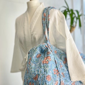 Blue - Handcrafted Quilted Cotton Hand Bag 21