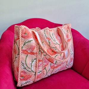 Orange - Handcrafted Quilted Cotton Hand Bag 11