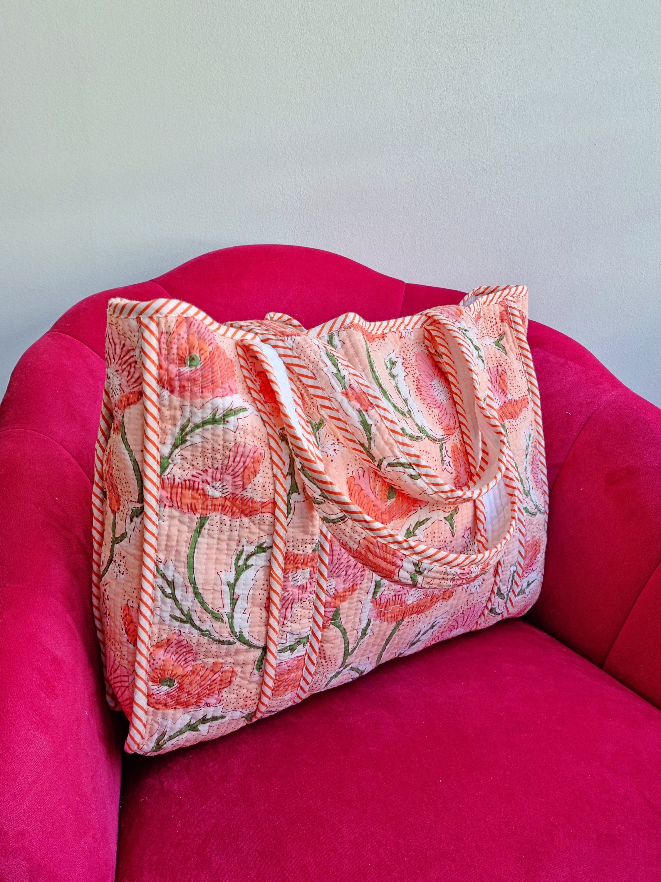 Orange - Handcrafted Quilted Handbag 20