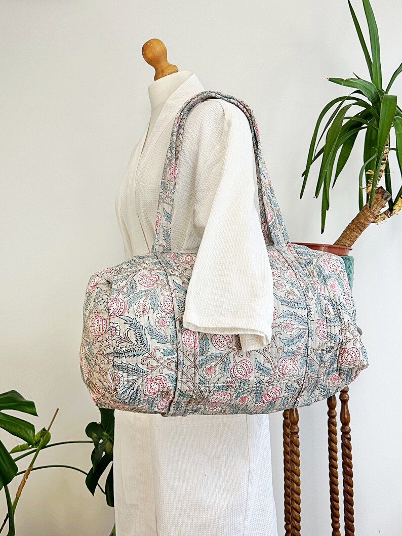 Pomegranate Cotton Quilted Beach Tote Bag
