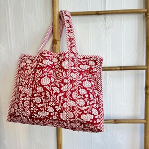 Red - Handcrafted Quilted Cotton Hand Bag 91