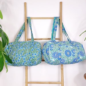 Gesteppter Seesack, Einkaufstasche, Schultertasche, Baumwolle, Handabdruck, Blumen, umweltfreundlich, robust, Yoga, Einkaufen, Strandtasche, Boho-Rucksack