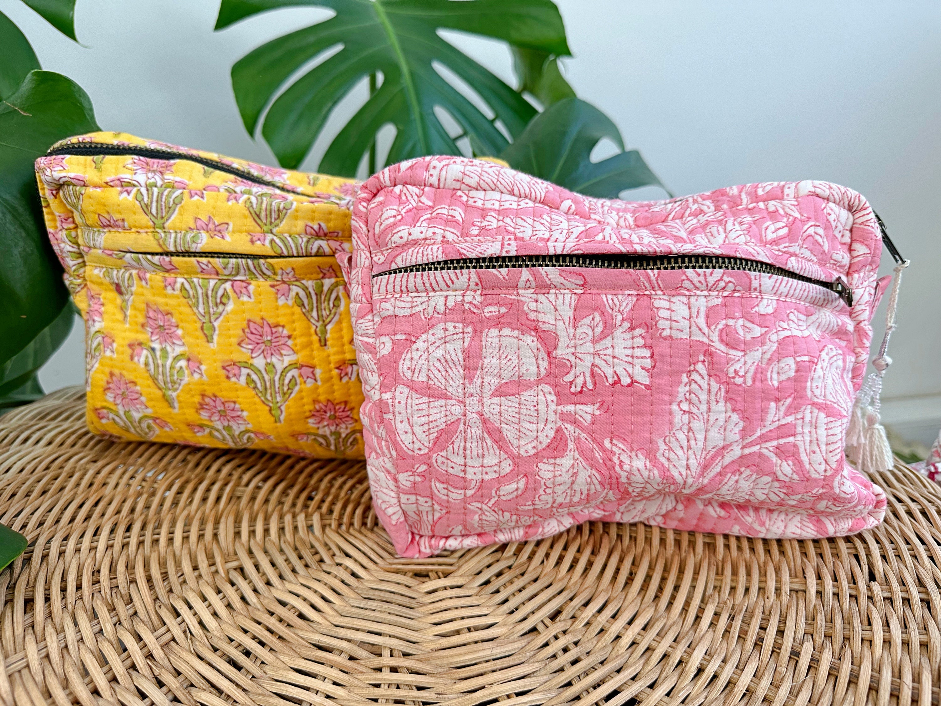 Quilted Cosmetic Pouch - Pink Poppy main image 0
