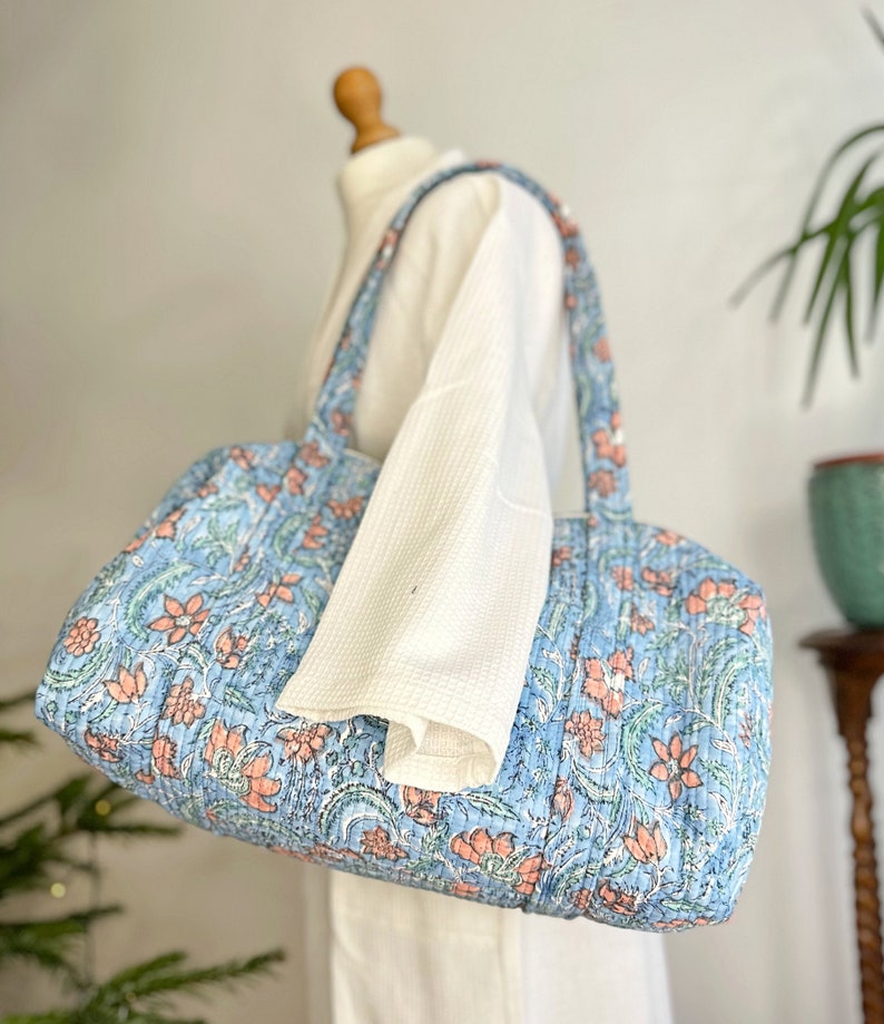 Blue - Handcrafted Quilted Handbag 13
