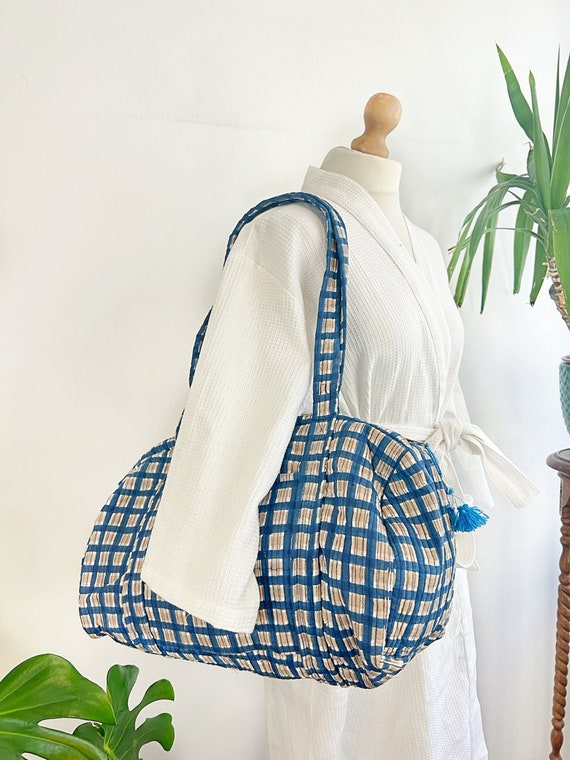 Checkered Shoulder Bag, Bag Cotton Checkered