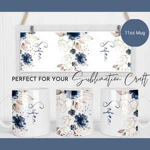 Floral Mug Sublimation Template | 11oz Mug Wrap | Digital Download Template | Floral Design PNG | Sublimation Printing PNG Mug Template