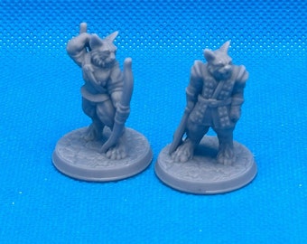 Cat People, Archer and Swordscat, 28mm, Dungeons and Dragons, Briteminis