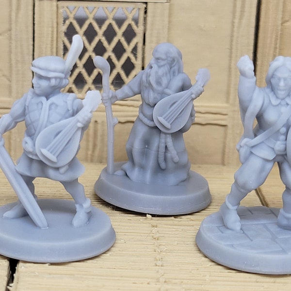 Bard/Minstrel 28mm, 3 minis, Dungeons and Dragons, DnD, Warhammer