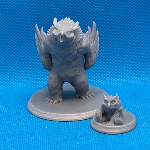 Owlbear and Cub, 28mm miniature, Dungeons and Dragons, EC3D