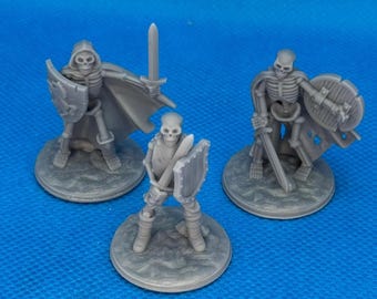 Skeleton Set of 3, 28mm Resin - RPG Miniatures, Dungeons and Dragons, Fat Dragon Games