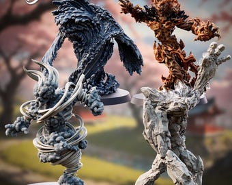Elementals Miniatures, Earth, Fire, Water, Air, 32mm Scale D&D Resin Print,The Printing Goes Ever On