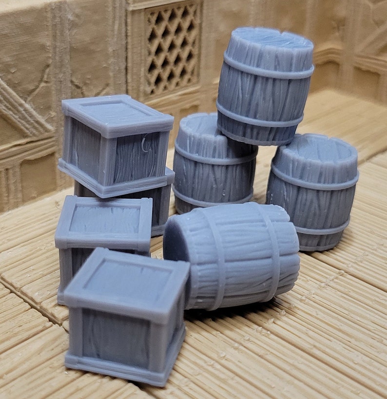 Crates and Barrels 4 of Each Dnd Props Dungeons and Dragons - Etsy