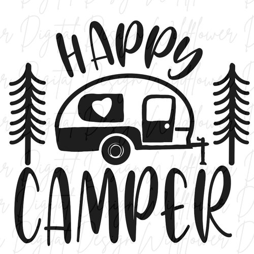 Happy Camper SVG DXF Cricut Silhouette Camping Svg - Etsy