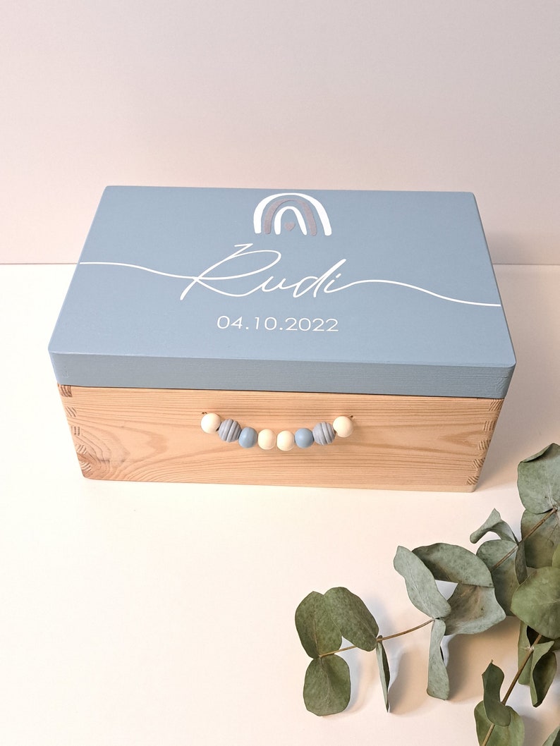 Personalisiertes Baby Erinnerungskiste - Holz Aufbewahrungsbox Für Geburtsdaten