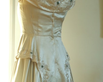 1930's/40's embellished silk satin party dress, dance dress.