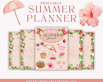 Strawberry Summer Planner: Cottagecore Journal, Bucket Lists (Digital Download)