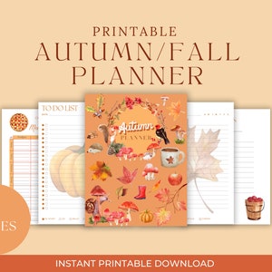 Fall Planner Printable: Autumn Bucket List, Recipes, Notes (Digital Download)