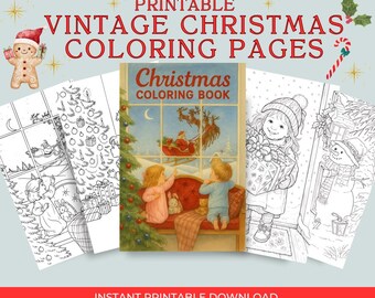Vintage Christmas Coloring Book | Retro Holiday Scenes (PDF)
